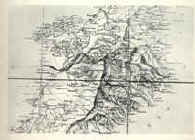 fig.82 - La viabilit al 1864. Tratteggiato il tracciato ferroviario in costruzione lungo il litorale ionico. (da F.Giordano, op. cit.).