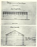 fig.104 - Progetto di rifazione per le coperture di uno dei corpi di fabbrica della fonderia. 1874. (ASCZ).